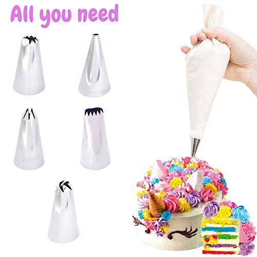 Pastry Bag 7 Piece Cake Pastry Decorating Set - Couplers w/Plastic Coated Bag