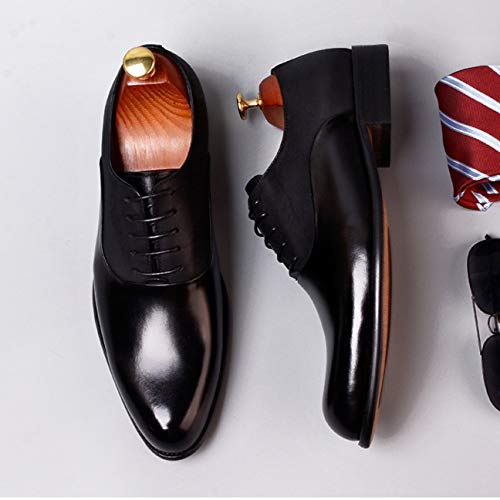 Lace Up Formal Dress Shoes，Men's Business Leather Shoes Handmade Cowhide Urban Walking Party Wedding Banquet,Black- 45/UK 10.5/US 114