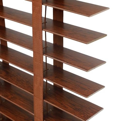 Holzjalousie Innenjalousie Horizontal Holz jalousien Blickschutz Jalousie 50mm Lamellen 40/60/80/100/120/160cm Venezianische Jalousie für Fenster Zuhause Büro Blickschutz Jalousie(Dunkelbraun,W50cm X