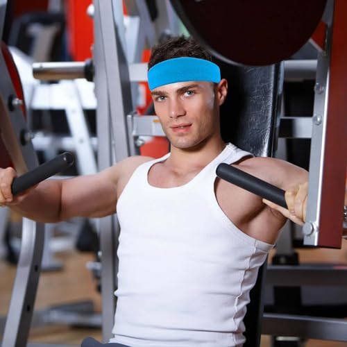Image of 4 Pack Sweatbands Sports Headband for Men and Women, Moisture Wicking Athletic Workout Headband for Running, Tennis, Basketball, Yoga, Gym Stretchy Unisex Sweatband