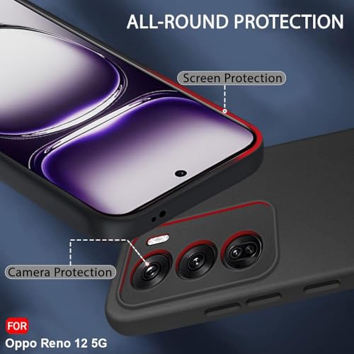 Image of TheGiftKart Sleek Back Cover Case for Oppo Reno 12 5G | Slim Fit Protective Design | Ultra Matte Finish | Camera Protection Bump | Soft Silicon Back Cover Case for Oppo Reno 12 5G (Silicone, Black)
