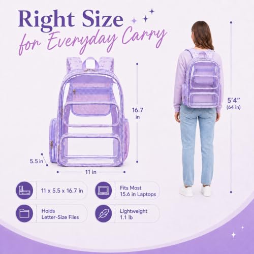 Image of BTOOP Clear Backpack Heavy Duty Transparent Backpack 17 inch See Through Bookbag for College Work Festival Security Padded Strap