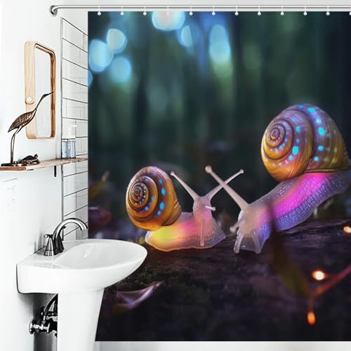 Rideau de douche escargots polyester imperméable 152x183cm - 6