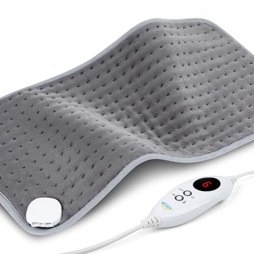 ALLJOY - Cojín térmico eléctrico con apagado automático, 6 niveles de calor, para espalda, cuello, hombros, calambres, 60 x 30 cm