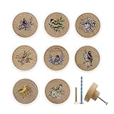 Lasyman 8Pack1.8 Wooden Bird with Flower Cabinet Knob Rustic Unique Animal Cabinet Furniture Dresser Drawer Knobs Wardrobe Closet Handle Pull