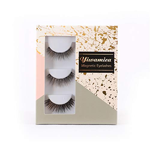 Yiwamica Magnetic Eyelashes to Use with Magnetic Eyeliner 5 Magnets False Lashes 3 Style
