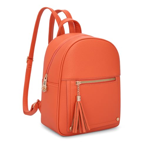 Medium Backpack Purse for Women Anti Theft Backpack with Secured Zipper & Tassel, Mini Orange, Small, Travel Backpacks