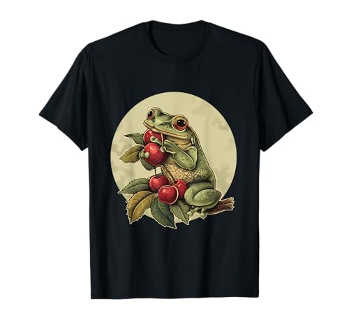 Cherry Frog Cherry Fruit Obra de arte Animal Art Motif Wildlife Camiseta