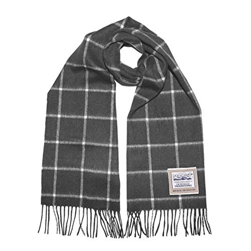 Image of Heritage Traditions 100% Pure Wool Tartan Scarf, Check Scarf for Men & Women, Scottish Scarf Men Style, Women's Wool Scarf with Soft Brushed Finish & Fringe (Charcoal Grey)