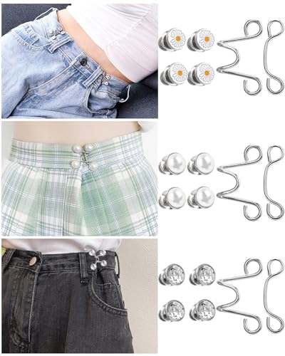 Uwbettry 6 conjuntos de calças apertadoras de cintura para mulheres, clipes bonitos para apertar a c