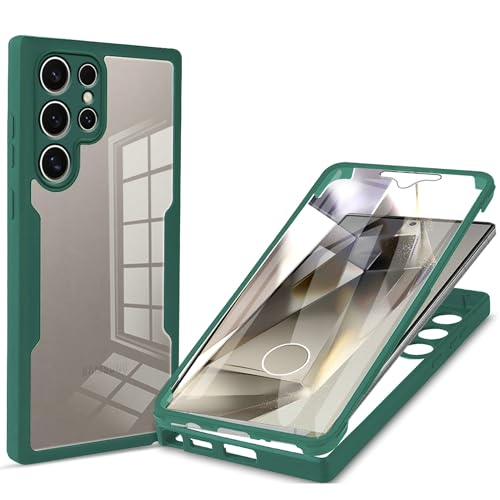 Custodia per Samsung Galaxy S24 Ultra SM-S928B SM-S928 Case Cover Protezione su entrambi i lati senza bisogno di pellicole a prova di caduta verde