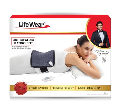 Image of LifeWear Orthopaedic Heating Belt, Electric Heat Pad for Back Pain, Muscle Strain, Period Cramps, Heat Therapy Waist Belt with 3 Temperature Settings, 4 Layer Insulation, Size Regular