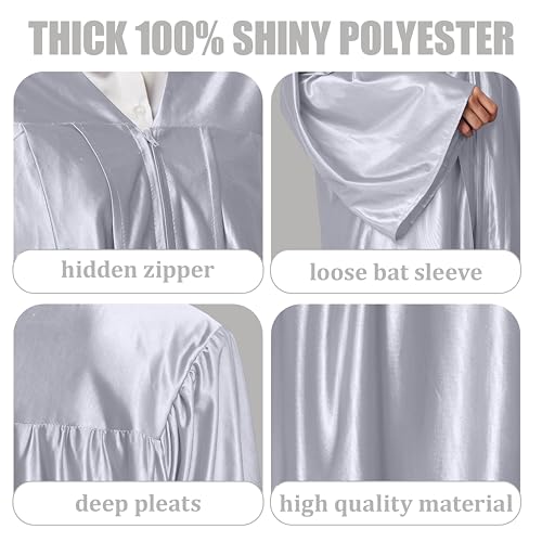 GraduationForYou Shiny Choir Robe (Loose, 48 (5'3" - 5'5"), Silver)3