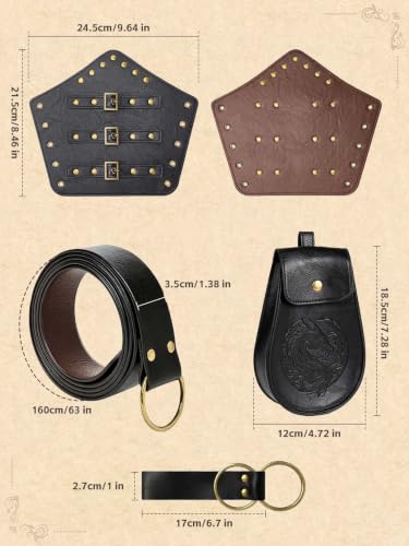 Deoynut Renaissance Costume Accessories for Men Women Knight Pirate Outfit - image 3
