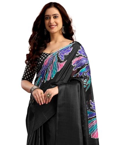 Image of SIRIL Women's Cotton Printed Saree with Unstitched Blouse Piece