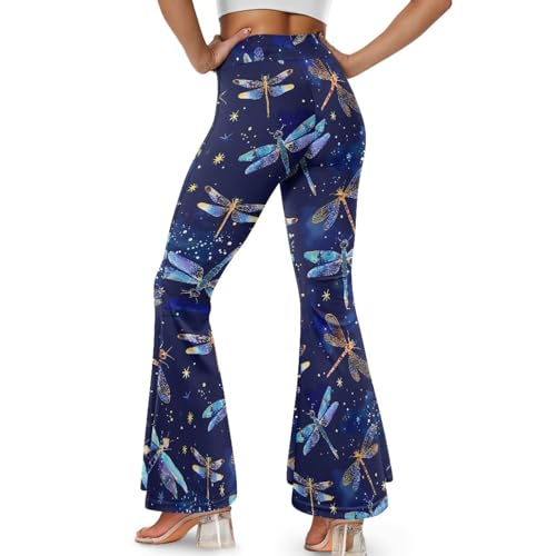 Suobstales Calça feminina bootcut para ioga flare perna larga calça de treino cintura alta leggings