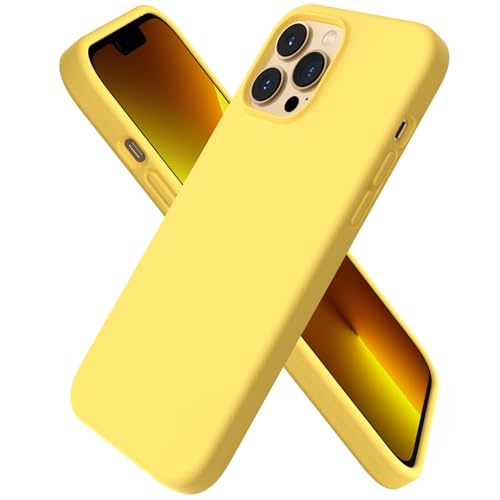 ORNARTO Compatible with iPhone 13 Pro Max 6.1 Silicone Case, Ultra Thin Full Protection Liquid Silicone Mobile Phone Case Protection for iPhone 13 Pro Max (2021) 6.1 Inch Lemon Yellow