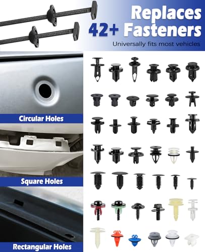 Image of Xislet 150mm Long Zip Ties, 100Pcs Nylon Universal Cable Tie Buckle, 50lb+ Heavy Duty Zip Ties with Vertical T-Head & Umbrella Button, PA66 Car Zip Tie Bumper Fender Liner Splash Shield Engine Cover
