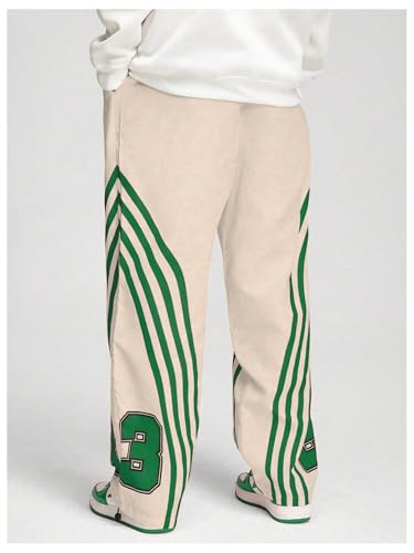 Floerns Men's Number Print Drawstring Waist Casual Pants Baggy Wide Leg Street Pants3