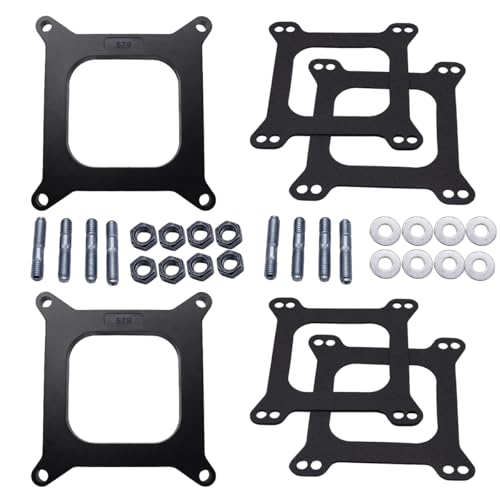 JDLLONG Black Carb Spacers 1/2 0.5 Tall Open Phenolic Carburetor Spacer Compatible with Holley 4150 4160 4bbl. SBC BBC Carb 2 Set