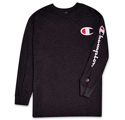 Champion Mens Big and Tall Lightweight Athletic Long Sleeve T Shirt Men Crewneck Charcoal Heather XLT