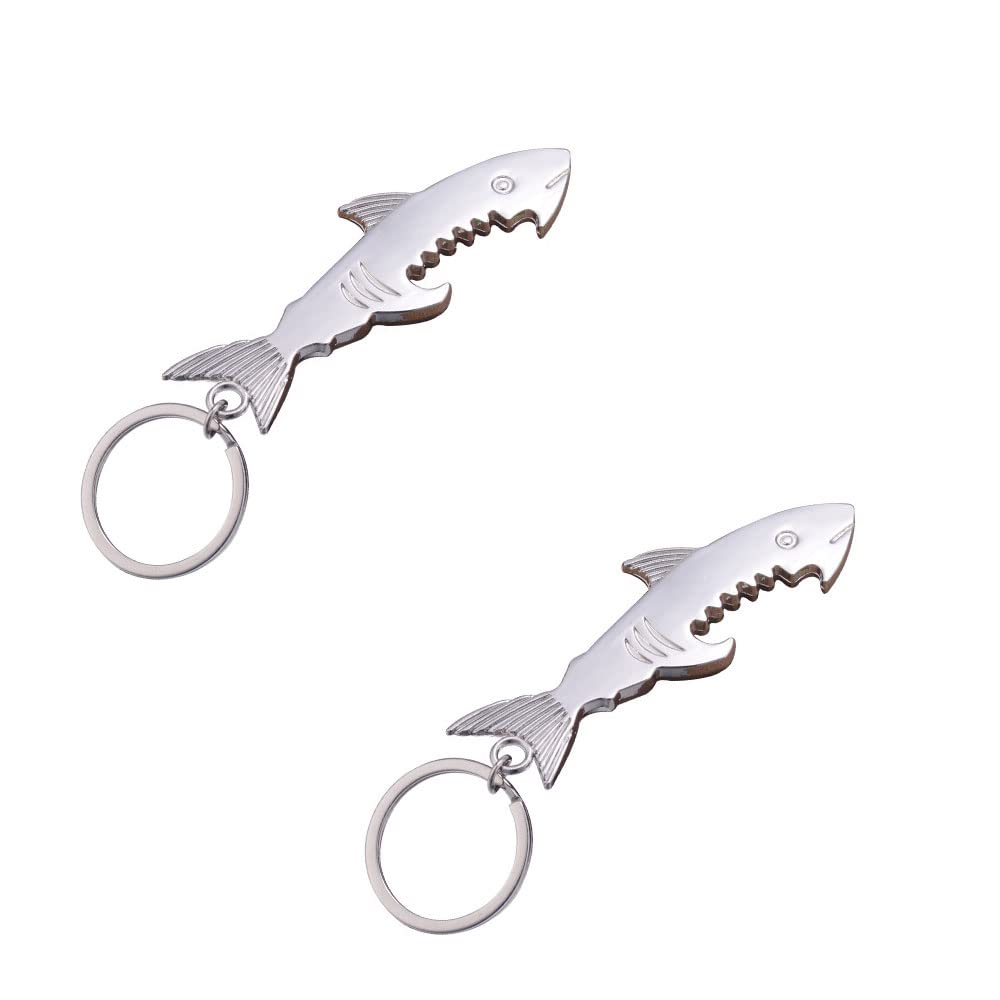 2pcs Swatom Shark Bottle Opener Tool Keychain Accessories Soda Beer Bottle Opener Keyring for Birthday Anniversary(J06-2)
