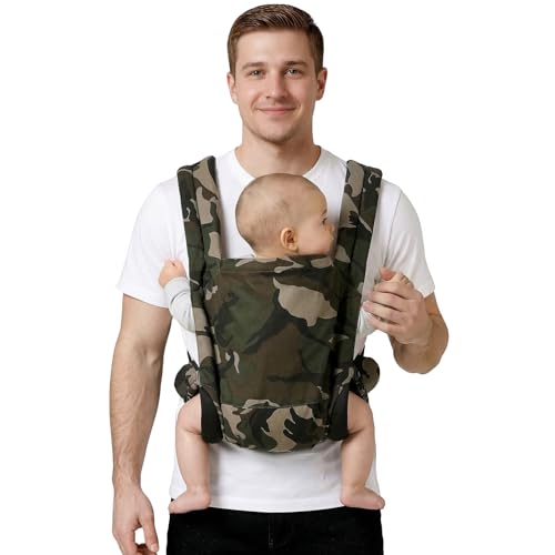 Baby Carrier for Dad (7-30lbs)-Military Stylish Infant Holder Carriers Newborn to Toddler, Men Baby Carrier with Windproof Cap, One Size Fits All, Camouflage