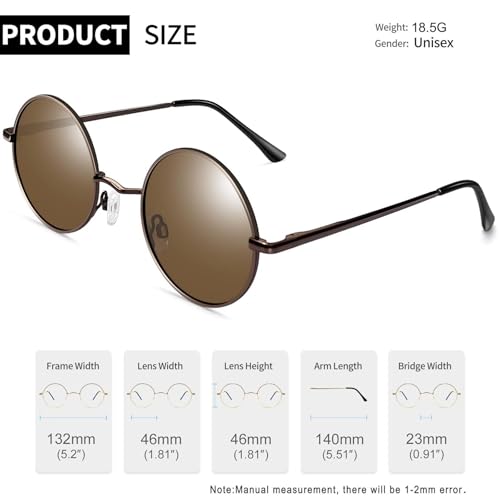 Óculos de Sol Joopin Redondos Masculinos e Femininos Polarizados, Pequeno Círculo Hippie Vintage Ret