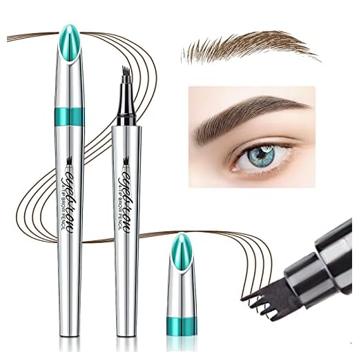 Eyebrow Pencil Eyebrow Microblading Pen - Eye Makeup Eyebrow Pen Micro 4 Point Brow Pen Lift & Snatch Eyebrow Microblading Pen Long-Lasting Waterproof Natural Eyebrow Hair (Dark Brown)