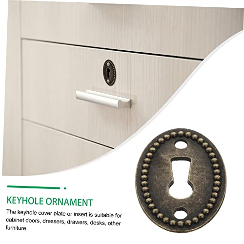Housoutil 20pcs Drawer Piece Vintage Decor Metal Cabinets Vintage Frames Antique Escutcheon Plate Keyhole Cover Plate Keyhole Furniture Hardware Keyhole Escutcheon Plate Keyhole Protector - Image 3