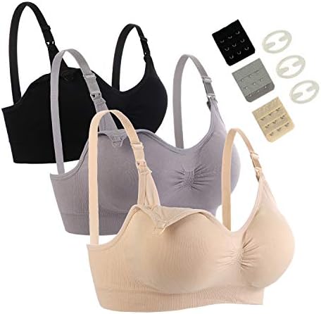 Seitop 3 Pack Nursing Bra for Woman, Seamless Breastfeeding Bras L