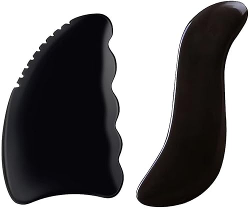 CHOISBEING Gua Sha - Herramientas faciales con raspador muscular, herramientas corporales de piedra Gua Sha con dientes, herramientas para el cuerpo