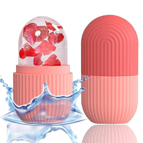 Image of Silicone Collapsible Face Ice Bowl with ice Roller Massager Combo for Cold Plunge Therapy, Pore Tightening & Acne Relief Reusable Portable Spa Tool for Home & Travel Pack 2 (Green Bowl + Ice Roller)