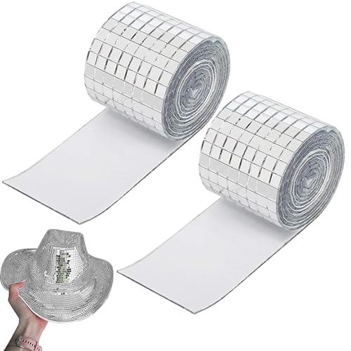 Bamyli 2 Rollen Mosaik Spiegel 2928 Stück Spiegel Mosaik Fliesen Disco Kugel, Selbsthaftende Mosaikfliesen Quadratische Glasspiegel Mosaikfliesen Spiegel 5x5mm für DIY Handwerk Dekoration (Silber)
