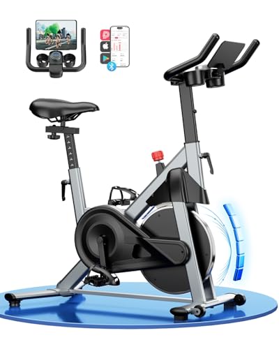 Copant Bicicleta Estacionaria con Resistencia Magnética Ajustable,Bicicleta Estática para Interior con Pantalla LCD y App,Capacidad de Carga de 136 kg