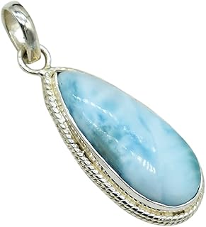 Free Size Pear Genuine Larimar Pendant 925 Silver Pendant, Amazing Larimar Gemstone Pendant, Gorgeous Larimar birthstone Pendant, Handmade Silver Pendant