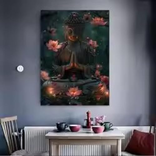 Sculpture de Bouddha en affiche murale pour déco zen de salon