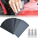 Set di 24 fogli di carta vetrata, 22 x 9,1 cm, grana 120-3000, in carburo di silicio, per legno, metallo, auto, mobili, vetro, levigatura a umido e a secco, con 3 paste abrasive