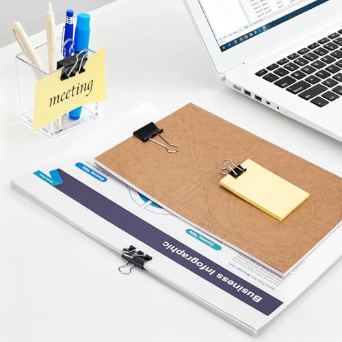 OWLKELA 120 Stück Foldback Klammern, 15/19/25/32mm Papierklammern, Schwarz Metall Binder Clips, Vielzweckklammern für Büro, Schule und Haushalt