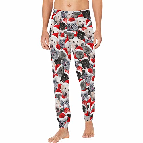 Custom Pajama Pants for Men,Personalized Multiple Faces Christmas Pj Pants Funny Gift for Him Husband Family