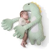 Cuscino per carezze per bambini, Aiuto per dormire a forma di dinosauro con timer a tocco delicato, Cuscino lenitivo intelligente per neonati, Verde