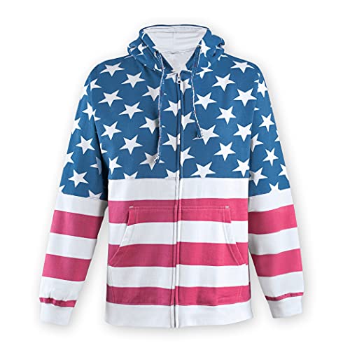 Collections Etc Women's Patriotic American Flag Full Zip Hoodie Sweatshirt Jacket Clothing, Large #TOP1
