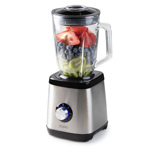 DOMO DO1133BL Blender - Jarra de cristal (acero inoxidable, 1,5 L, 1000 W)