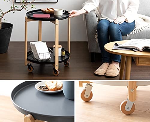 北欧スタイル サイドテーブル ワゴン ラウンド型 キャスター付き Amazon｜サイドテーブル おしゃれ 丸 サイドワゴン 北欧 キャスター