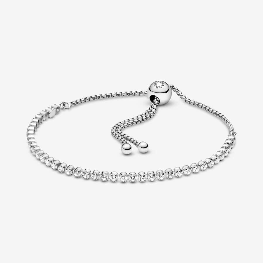 PANDORA Sparkling Slider Tennis Bracelet - Gift for Her - Sterling Silver with Cubic Zirconia - Gift for Her - With Gift Box - 9.1" - Image 2