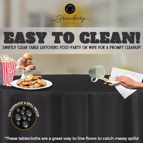 Image of Grandipity Plastic Table Cloth Disposable 12 Pack 84 inch Round Dark Grey | Plastic table covers, durable disposable tablecloths, fade and tear-resistent table cover for party, event
