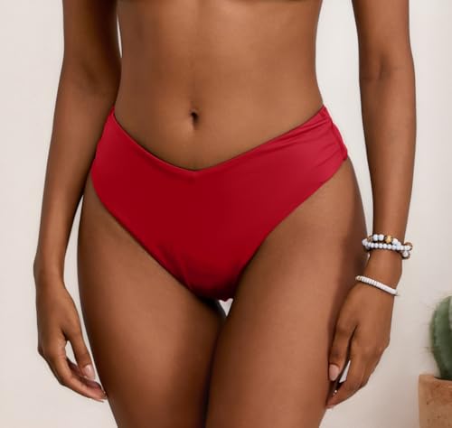 Image of geluboao Women's Bikini Bottom Sexy V Cut High Cut Swimsuit High Waisted Bathing Suit Bottoms