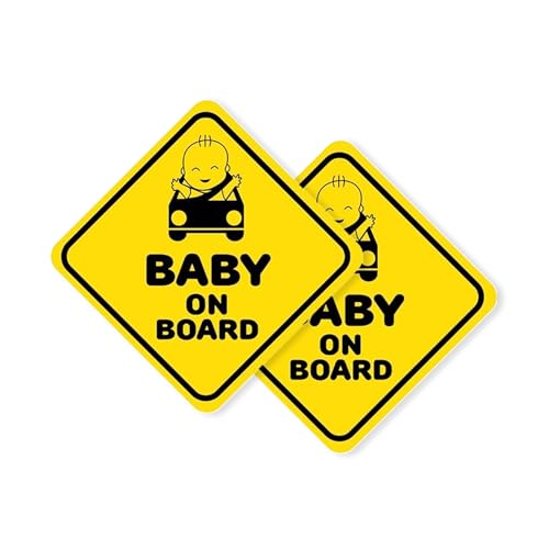 Autodomy Pegatina Bebe a Bordo Coche Pack 2 Unidades Uso Externo | Resiste Lluvia y Sol | Pegatinas Baby On Board 10x10 cm | Visibilidad a Gran Distancia | Aplicación Sencilla