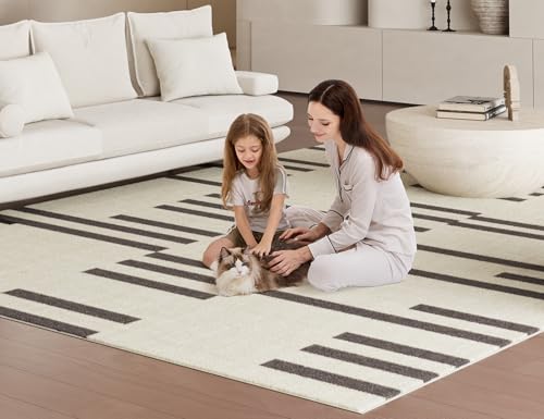 Miro Modern Spill-Proof 9x12 Washable Area Rug - Cozy Soft Faux Wool