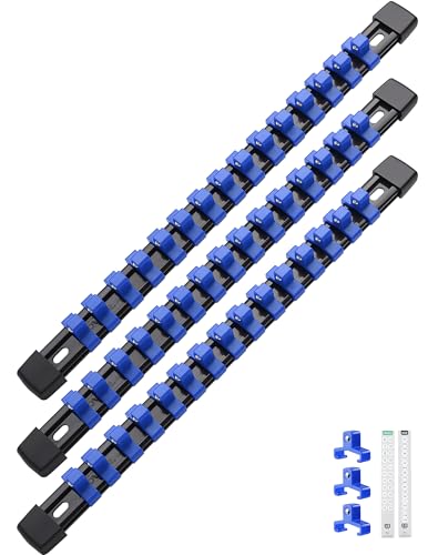 ALOANES 3PC ABS Socket Organizer Socket Rails Fit 3/8 inch Drive